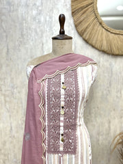Dusty Rose Embroidered Cotton Unstitched suit