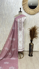 Dusty Rose Embroidered Cotton Unstitched suit