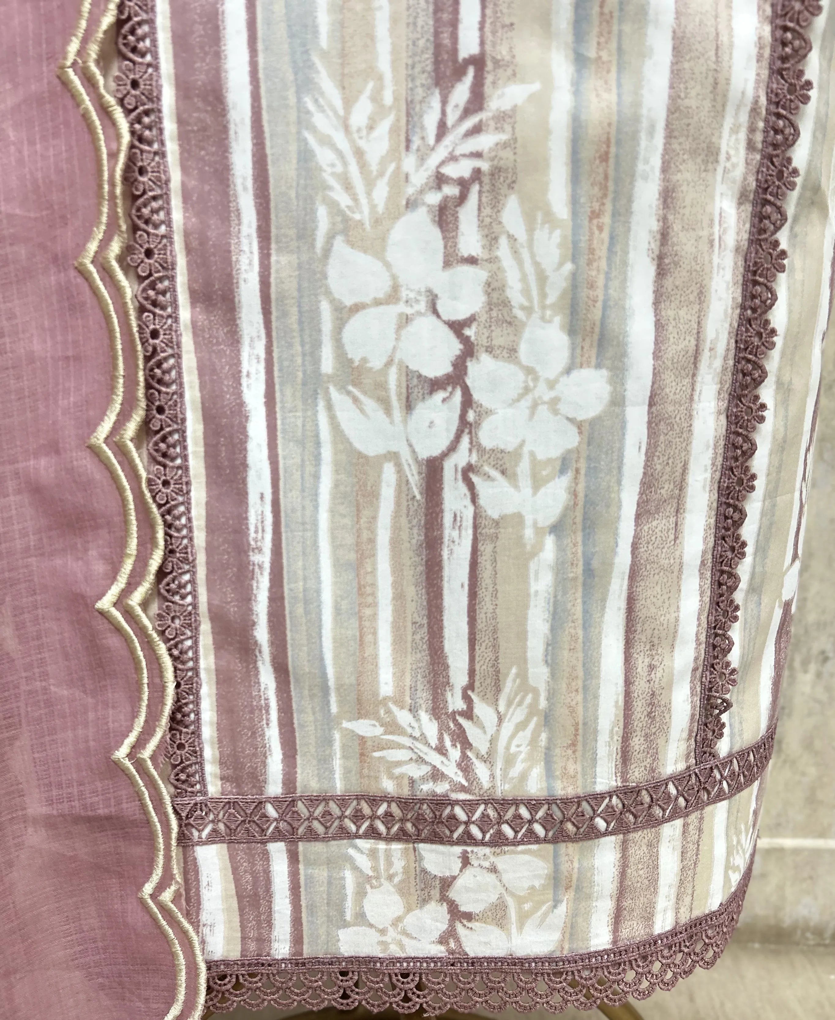 Dusty Rose Embroidered Cotton Unstitched suit