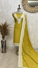 Muslin Unstitched Suit Set With Applique Work