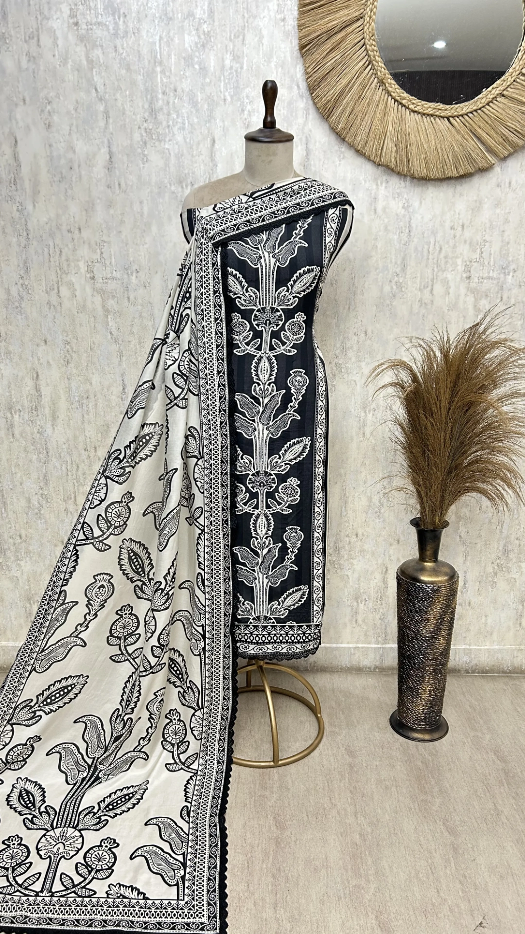 Midnight Floral Printed Muslin Unstitched suit