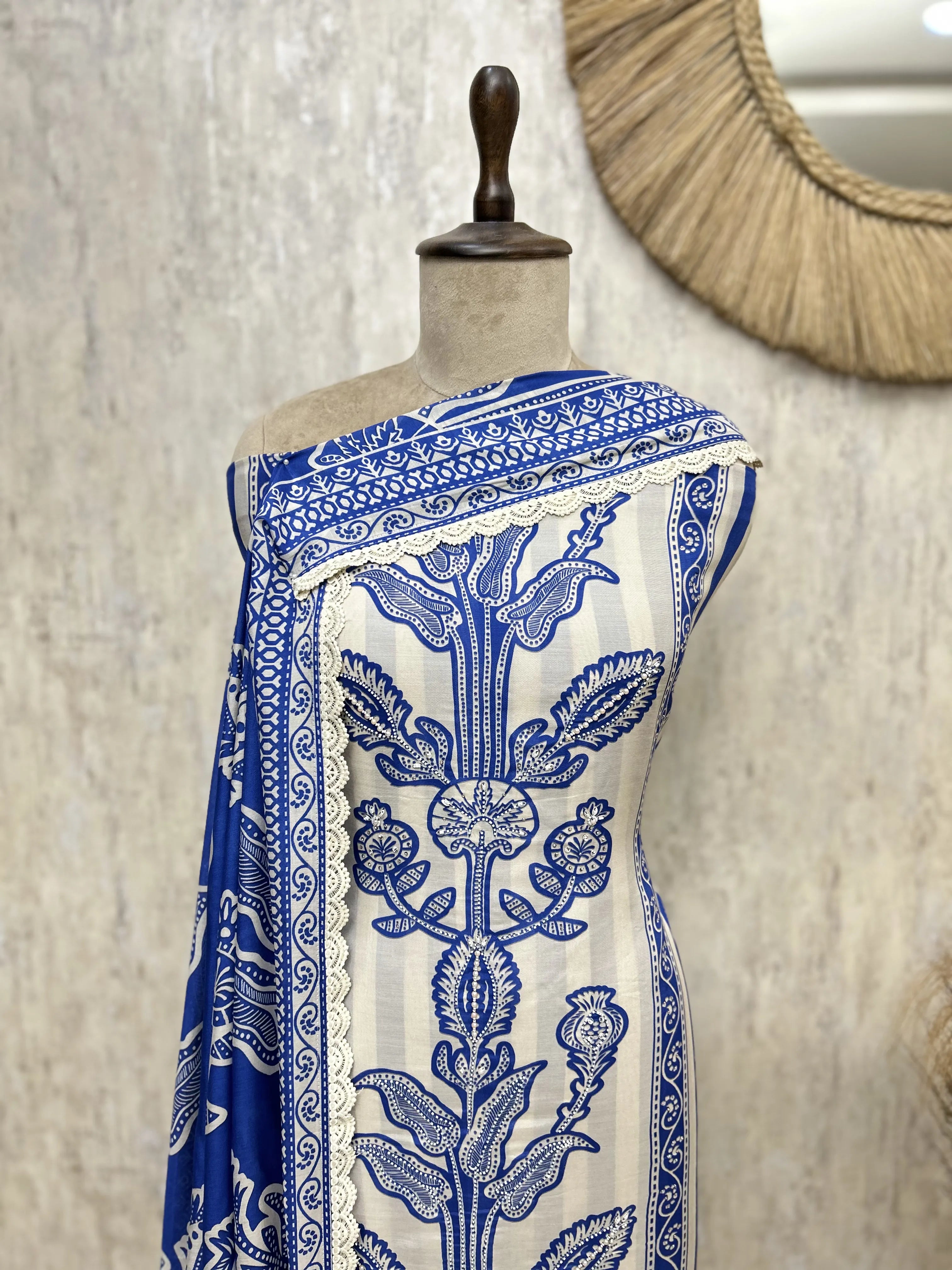 Midnight Floral Printed Muslin Unstitched suit