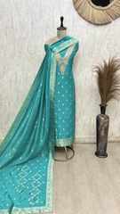 Zari-Mohar Dola silk Unstitched Suits
