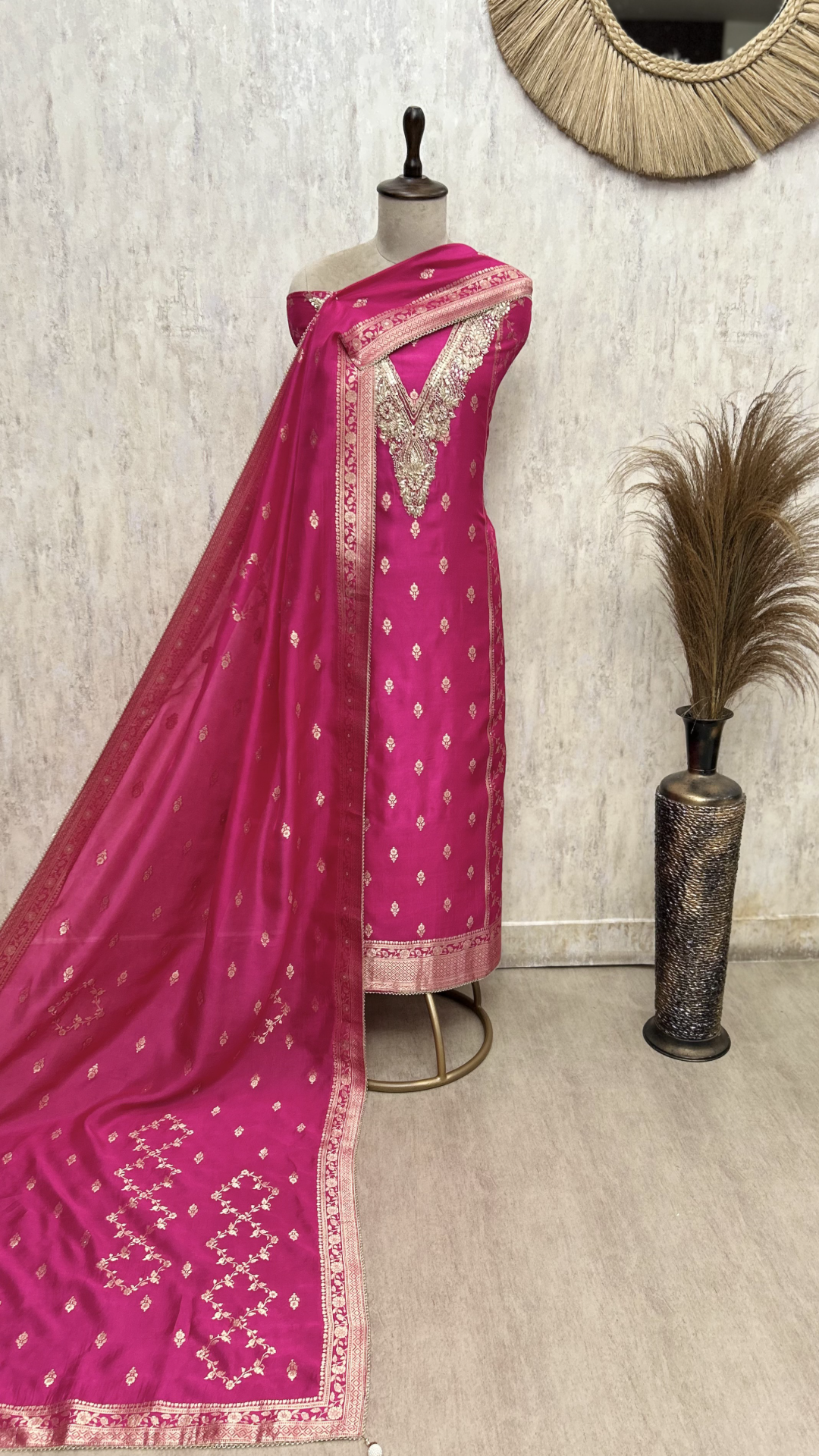 Zari-Mohar Dola silk Unstitched Suits