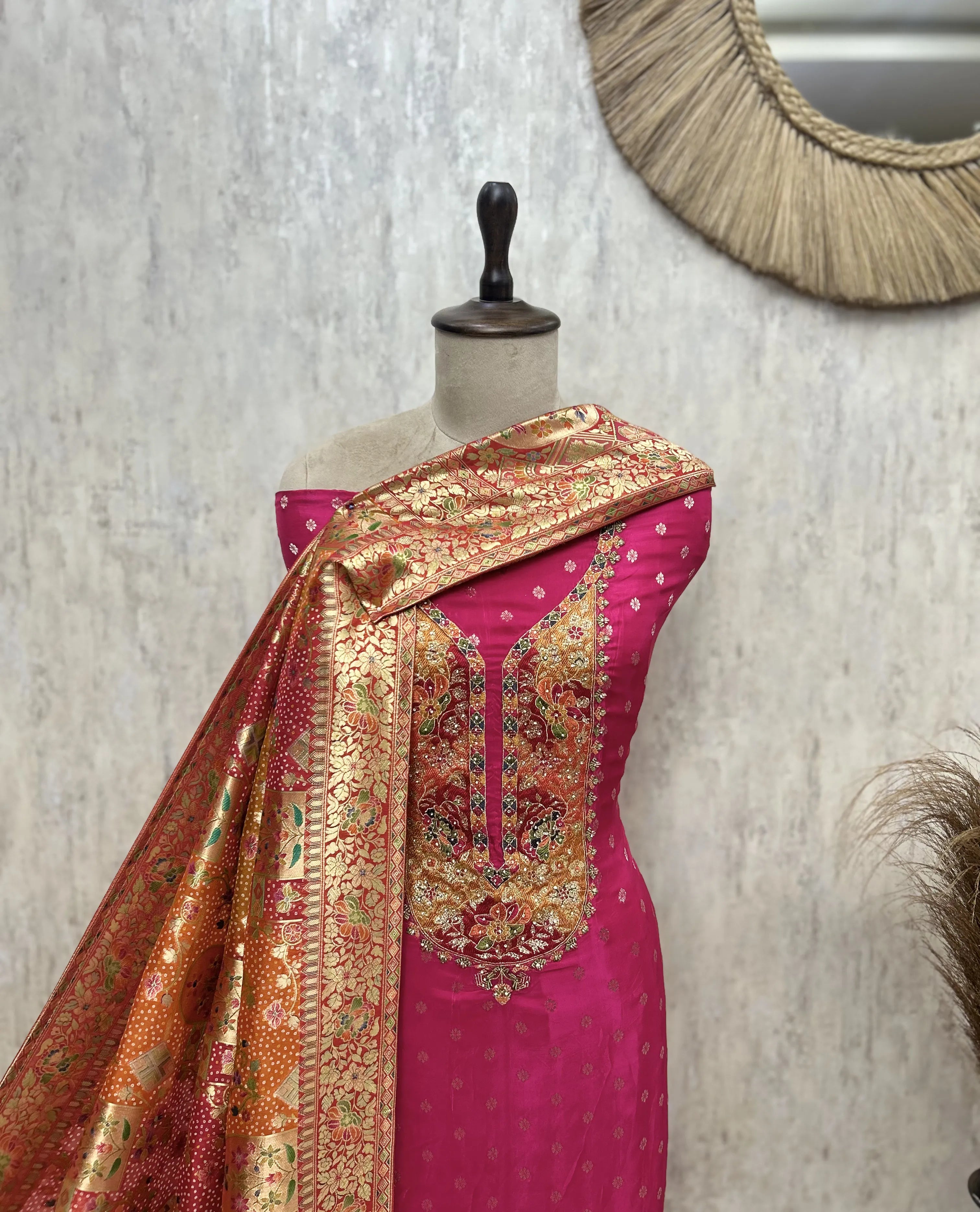 Timeless Grandeur Dola Silk Unstitched Suits