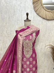 Lustrous Heritage Brocade Silk Unstitched Suits