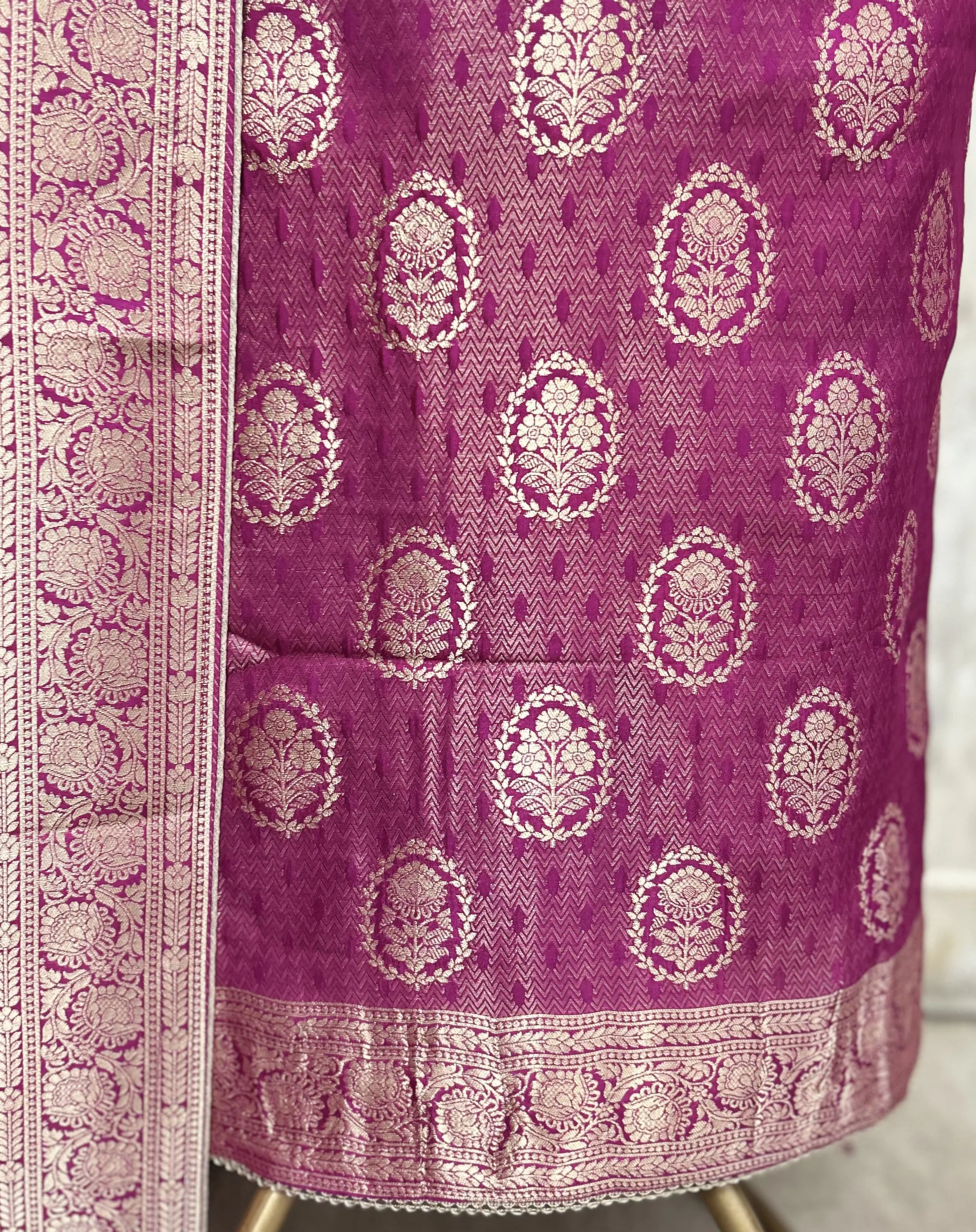 Lustrous Heritage Brocade Silk Unstitched Suits