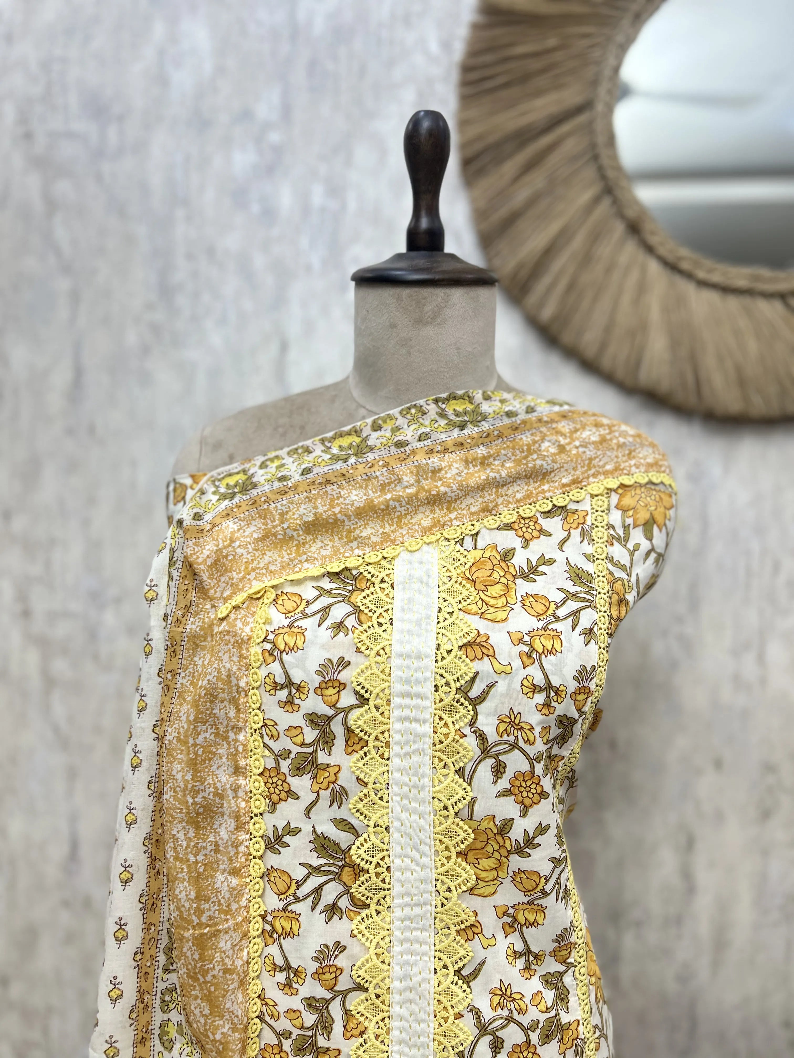 Blush Floral Cotton Unstitched Suit