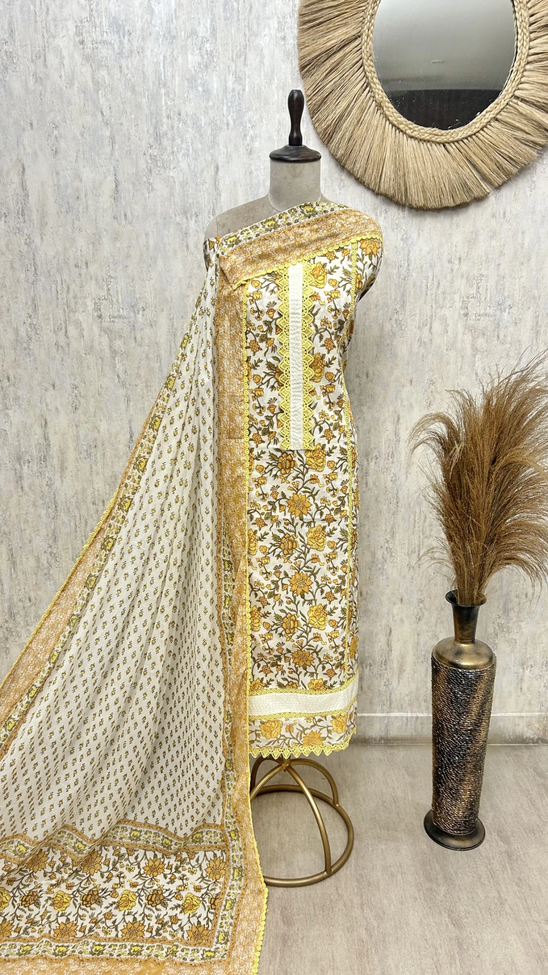 Blush Floral Cotton Unstitched Suit