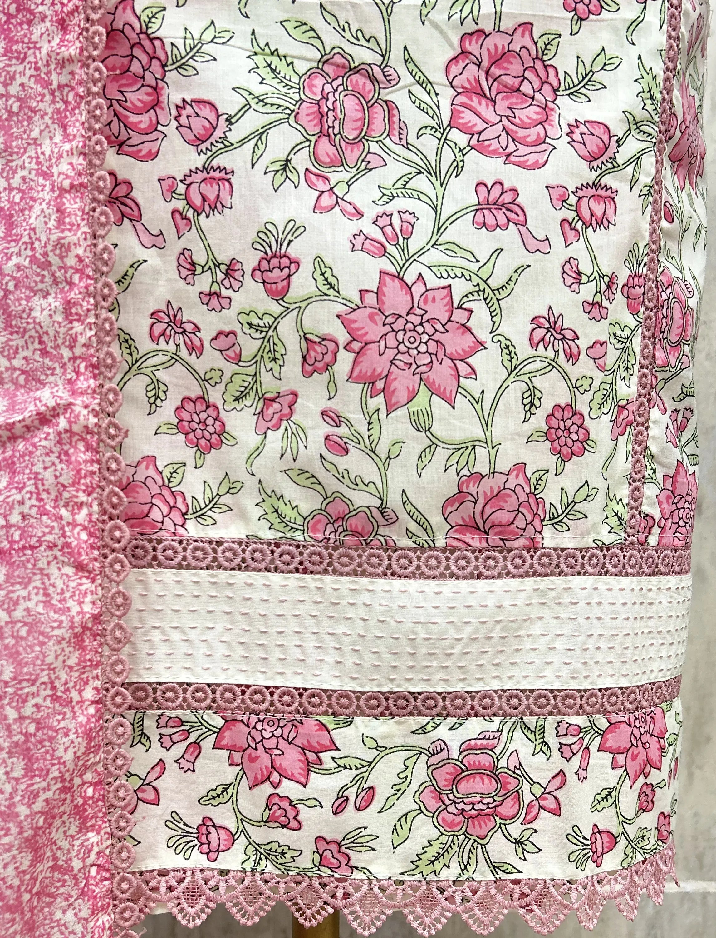 Blush Floral Cotton Unstitched Suit