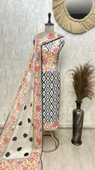 Floral Ikat Fusion Muslin Unstitched suit