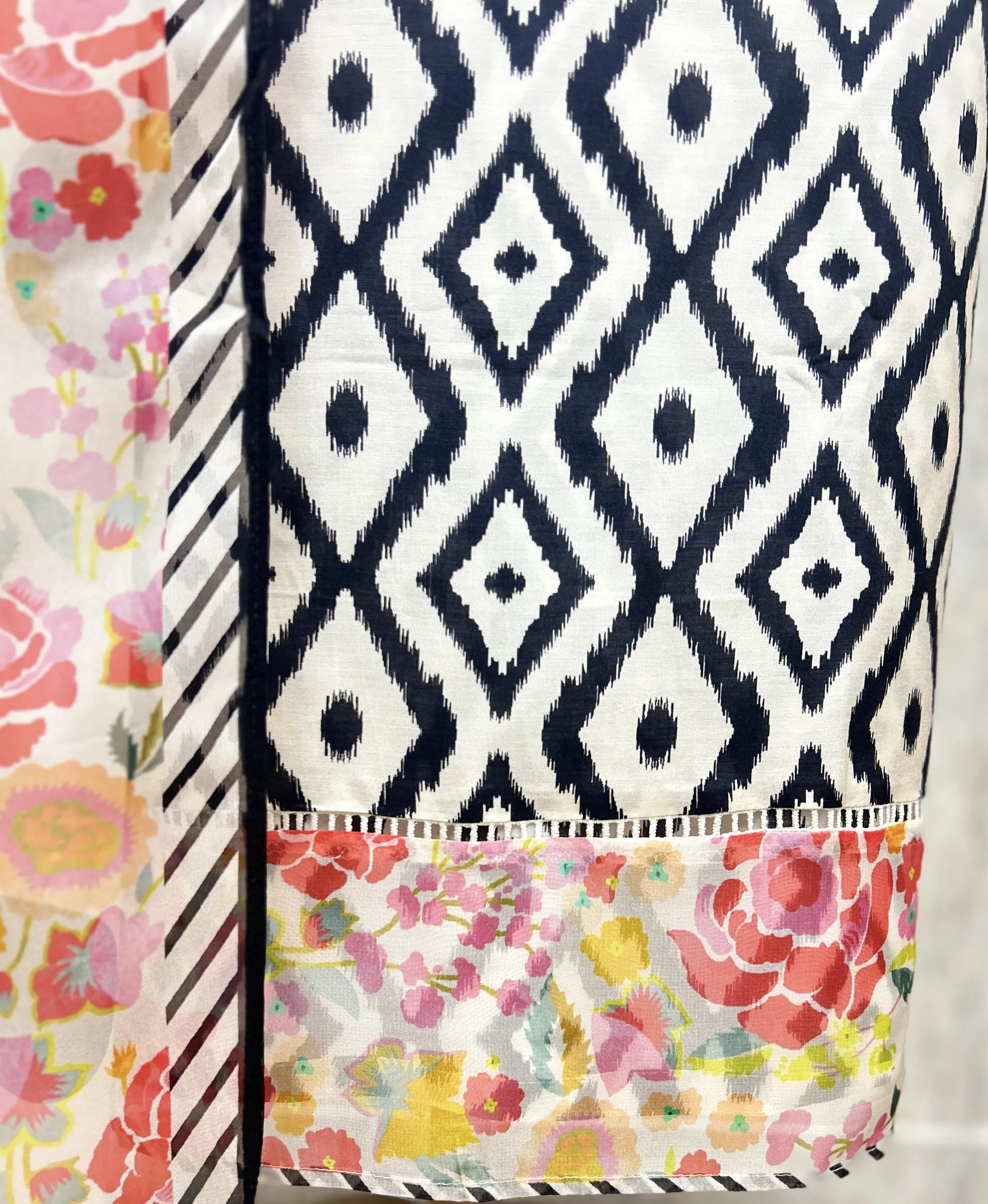 Floral Ikat Fusion Muslin Unstitched suit