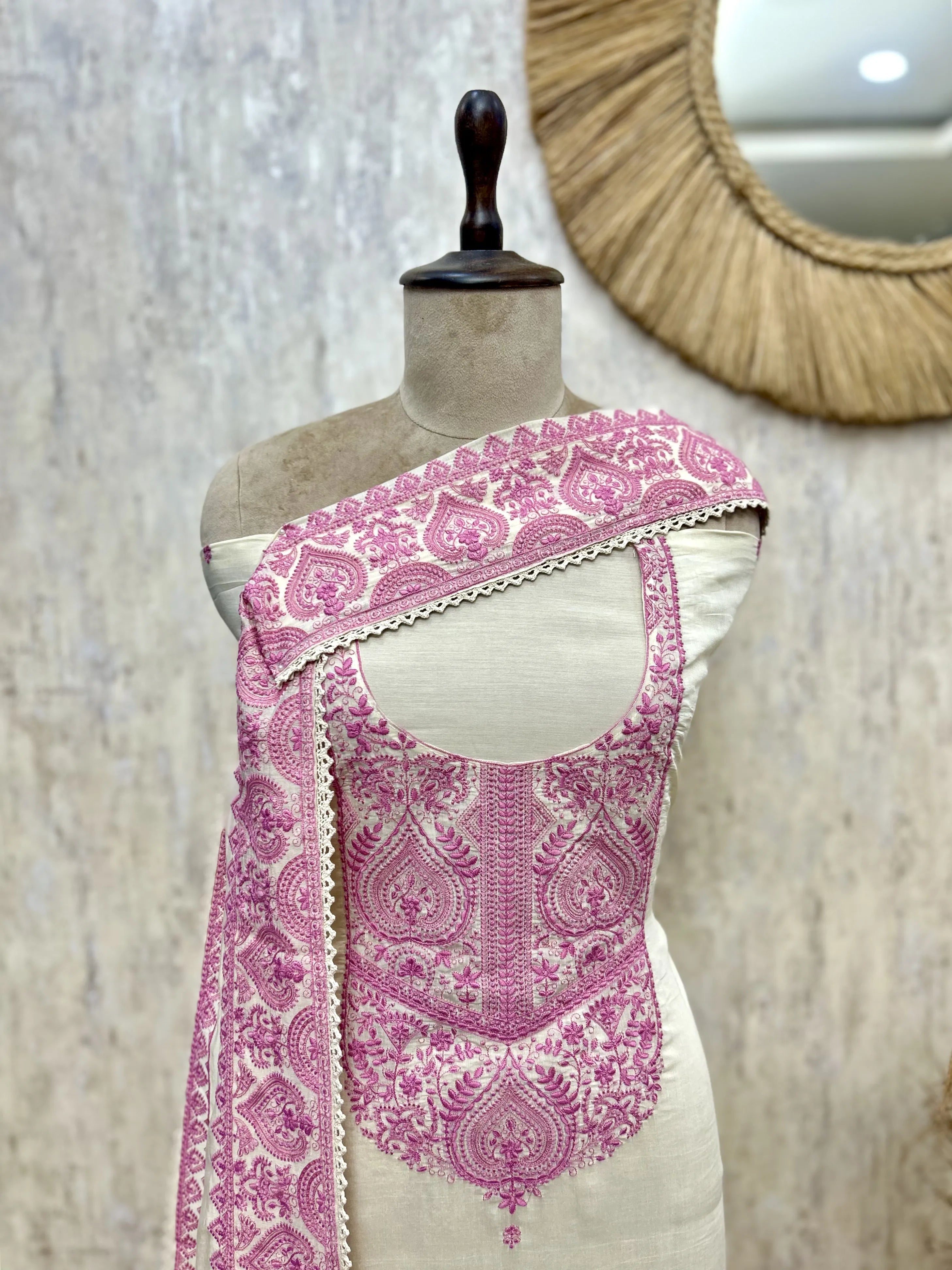 Mul Chikankari Unstitched Suit