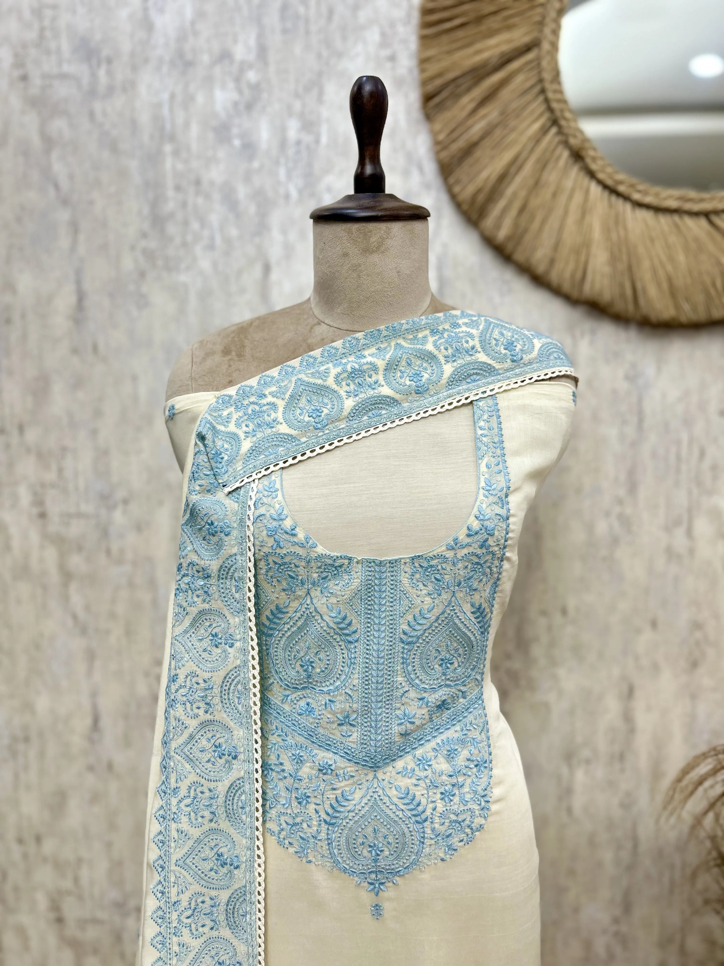 Mul Chikankari Unstitched Suit