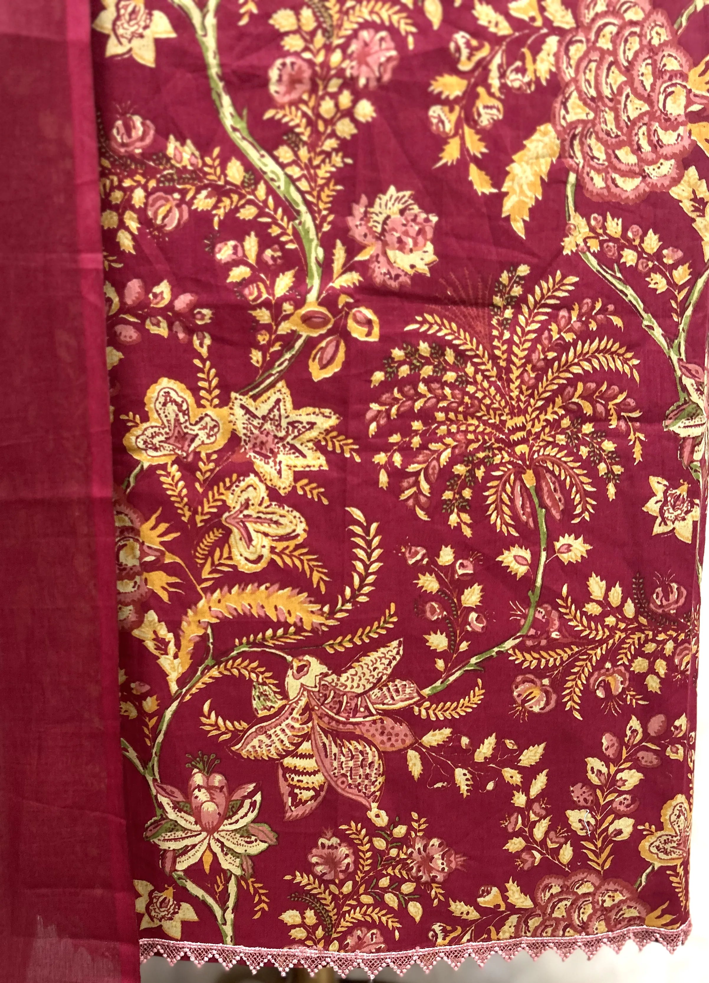 Olive Floral Elegance Cotton Unstitched suit