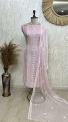 Georgette Unstitched Suit Set With Pearl Work