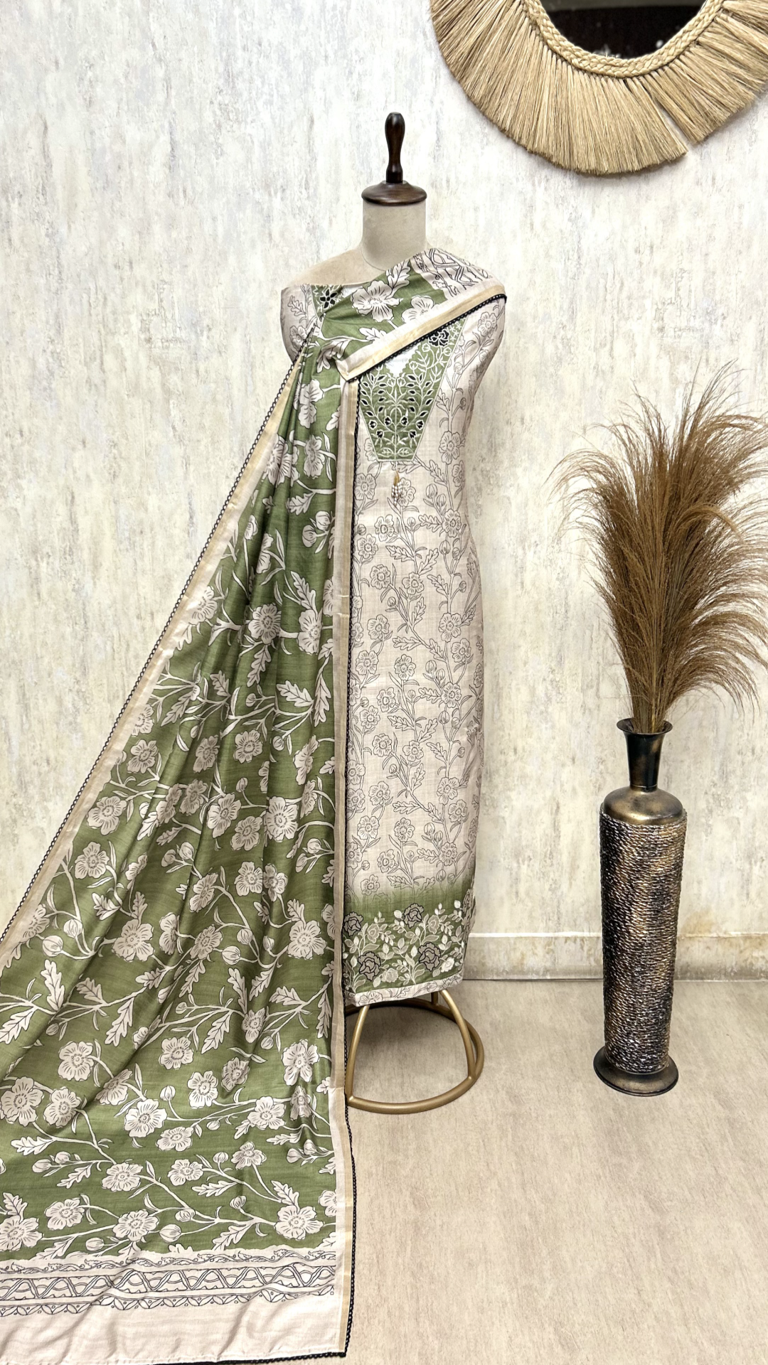Botanical Poetry Tussar Unstitched Suits