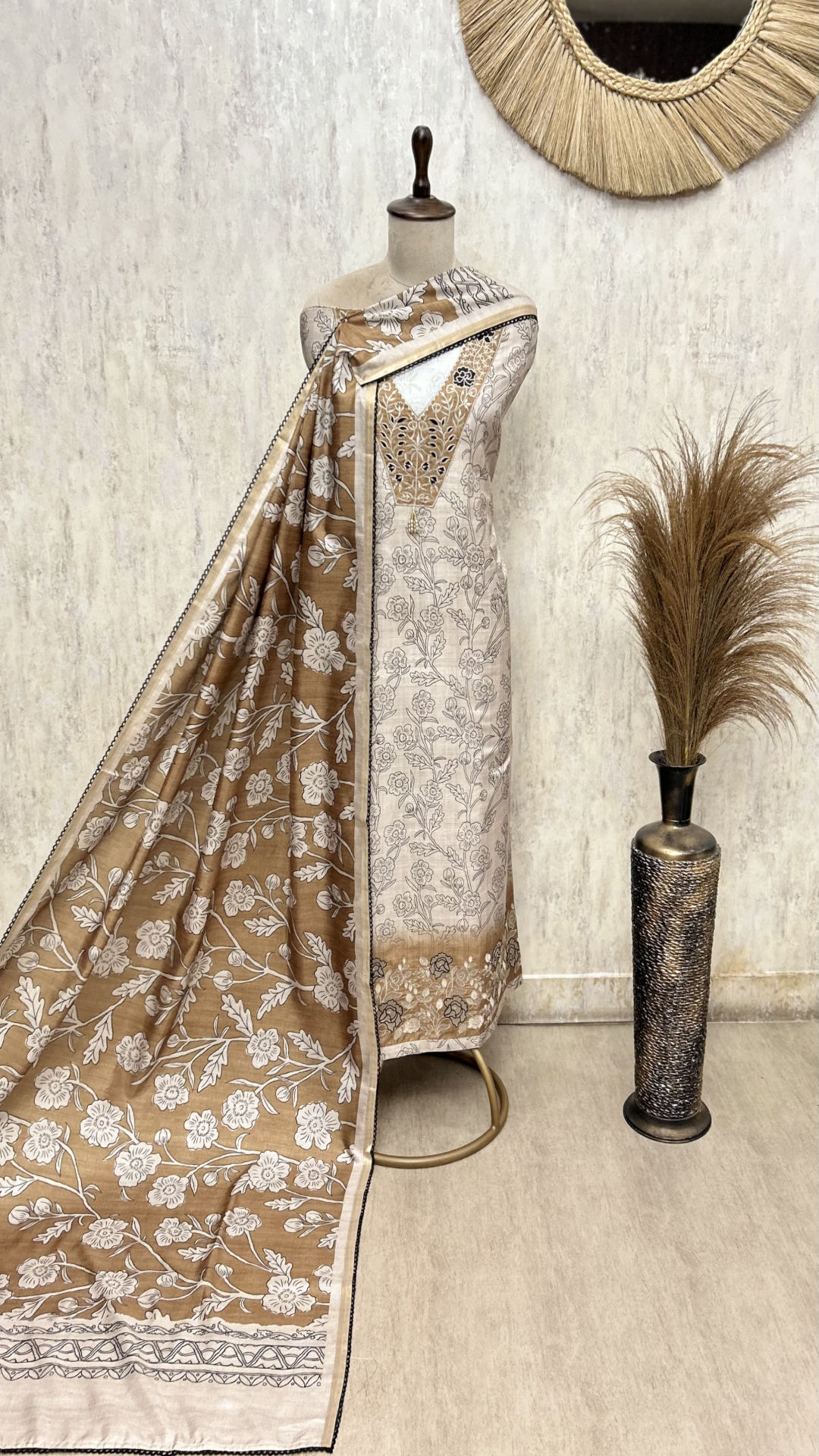 Botanical Poetry Tussar Unstitched Suits