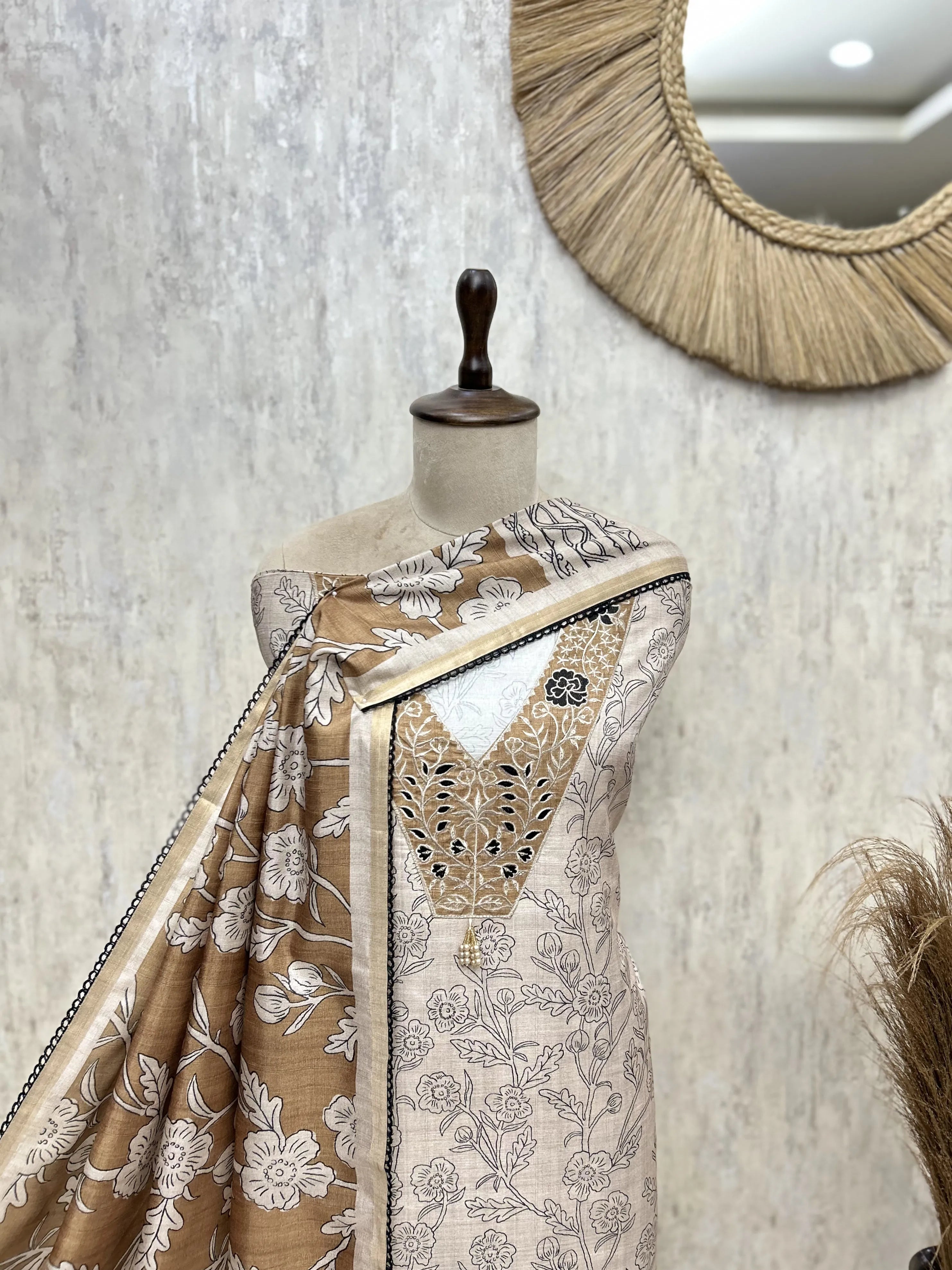 Botanical Poetry Tussar Unstitched Suits
