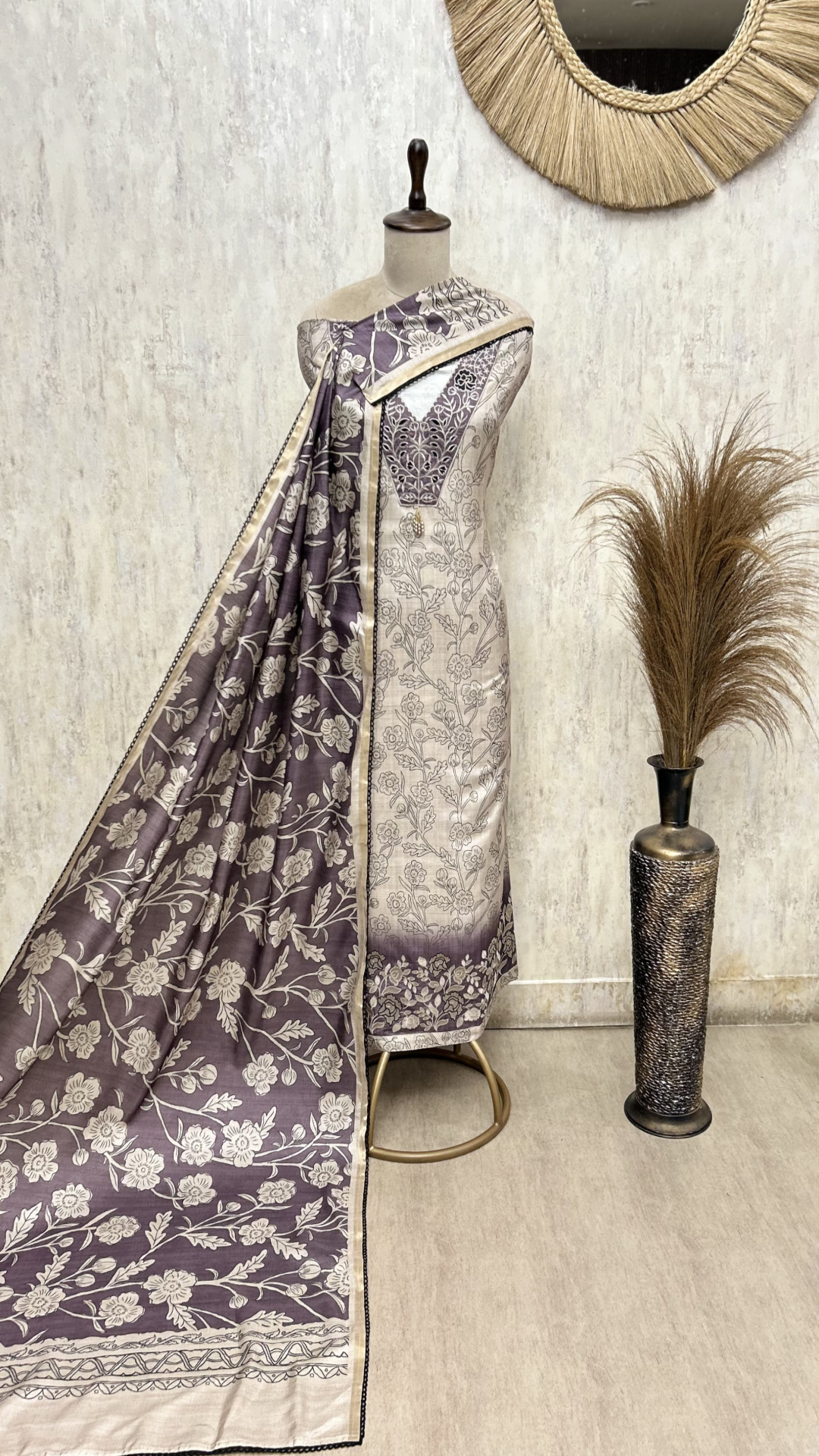 Botanical Poetry Tussar Unstitched Suits