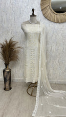 Georgette Unstitched Suit Set With Pearl Work