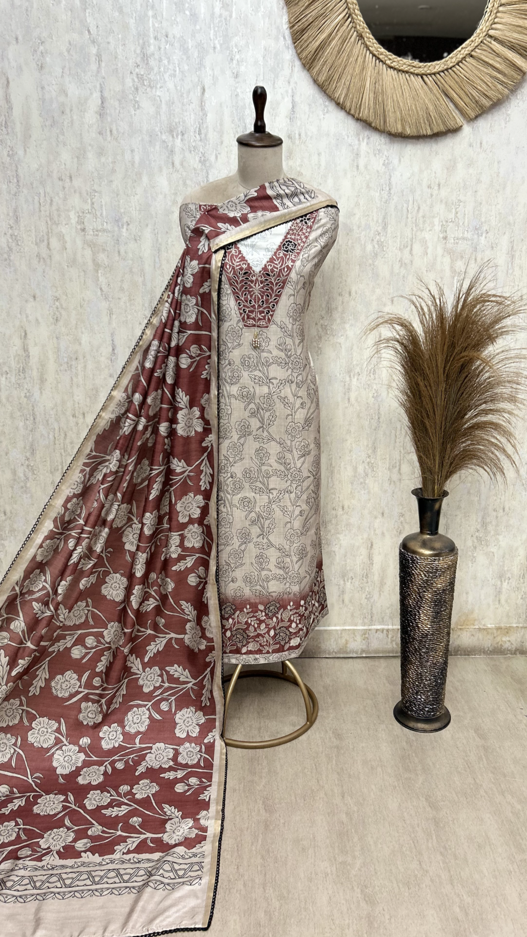 Botanical Poetry Tussar Unstitched Suits