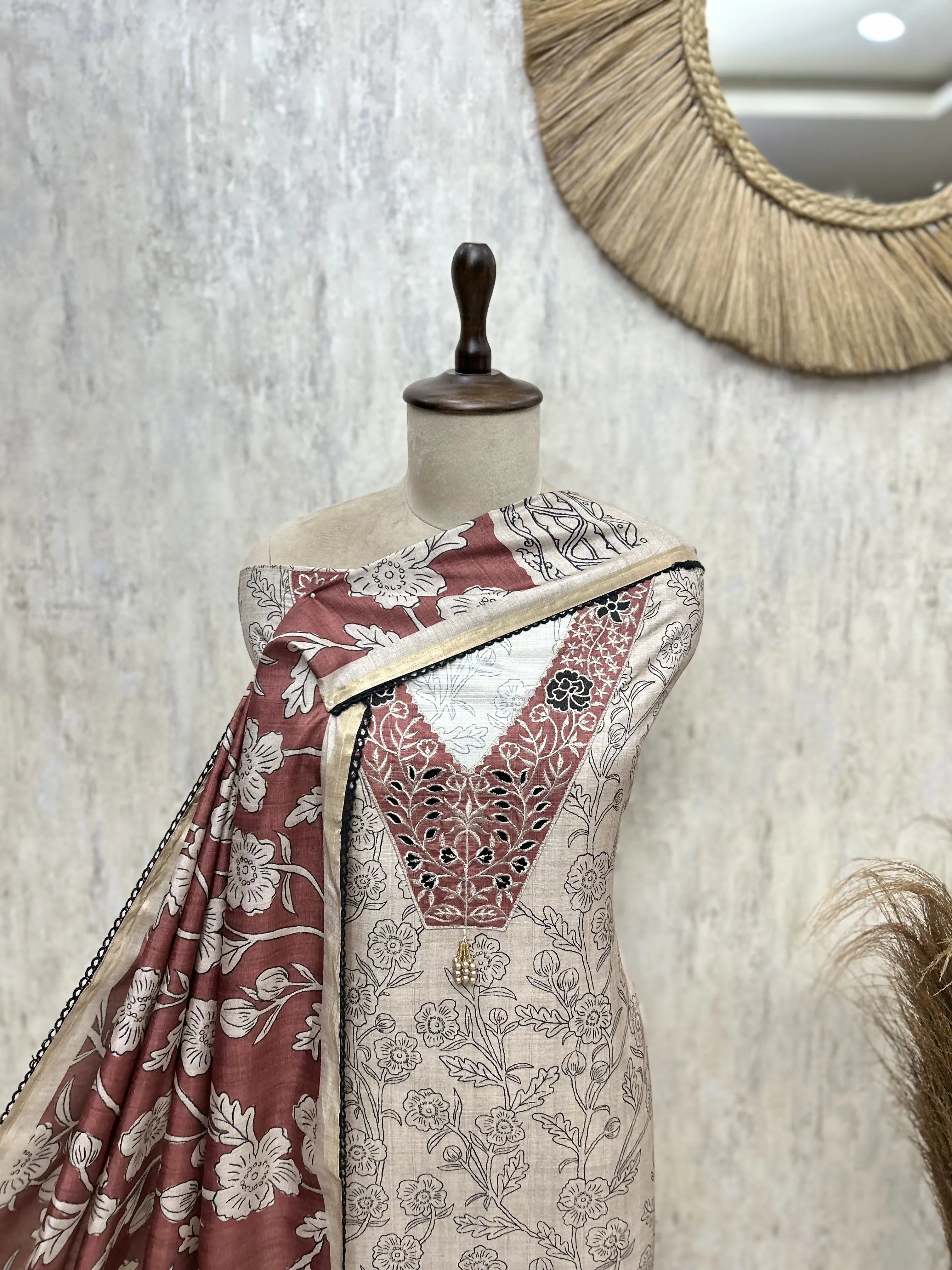 Botanical Poetry Tussar Unstitched Suits