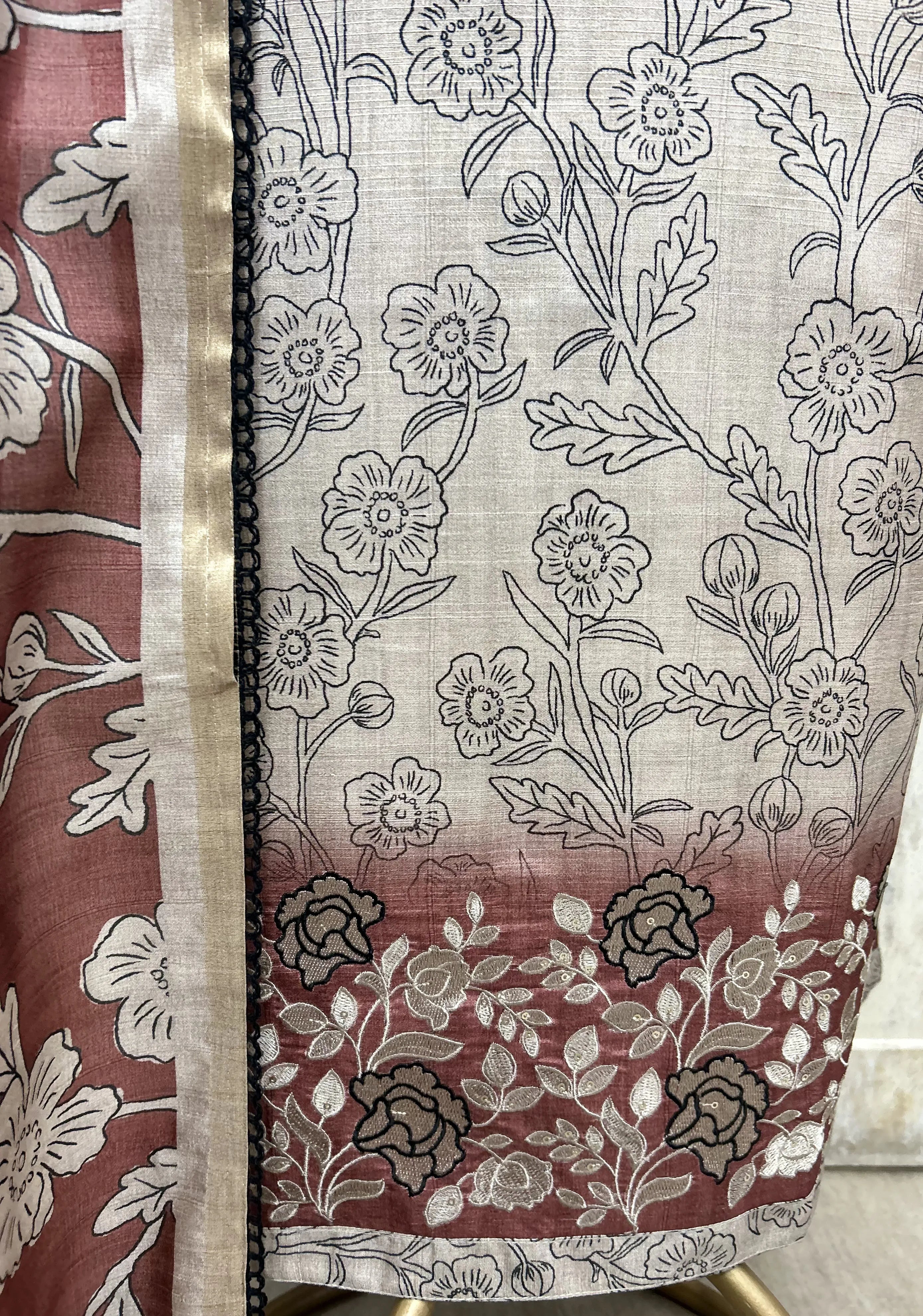 Botanical Poetry Tussar Unstitched Suits