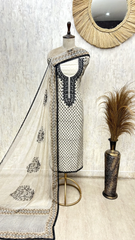 Elegant Ivory Embroidered Unstitched suit