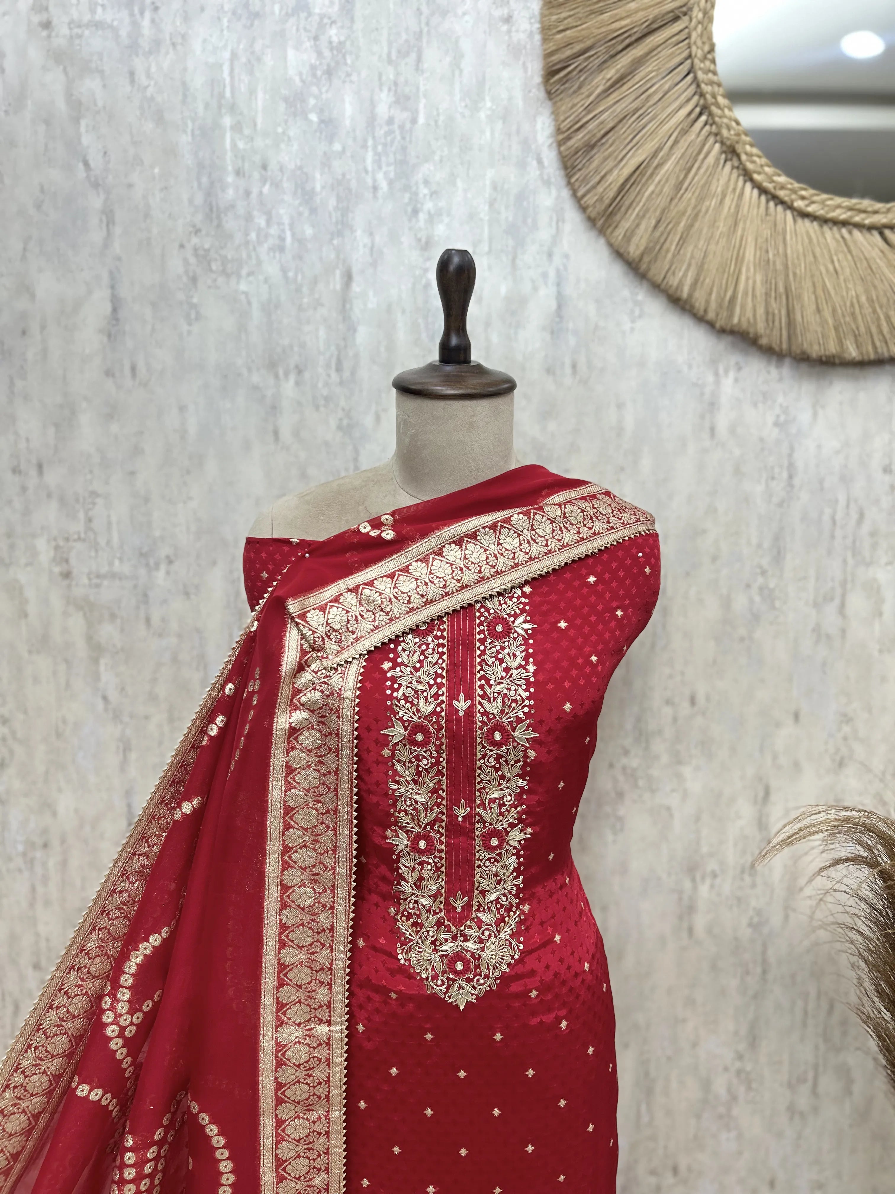 Regal Dola Silk with Organza Elegance Unstitched Suits