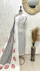 Floral Polka Mul chanderi Unstitched suit
