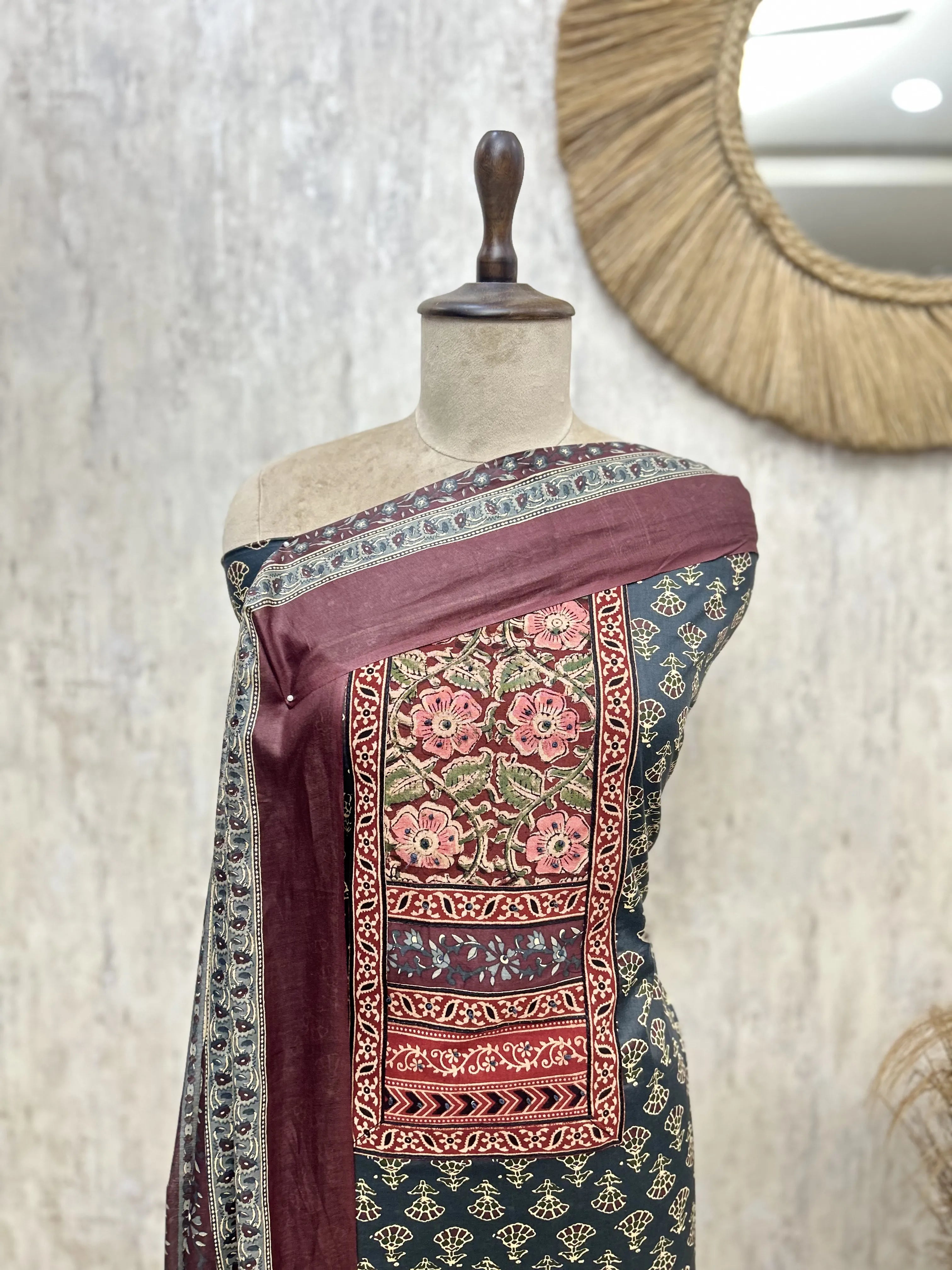 Vintage Floral Cotton Unstitched Suit