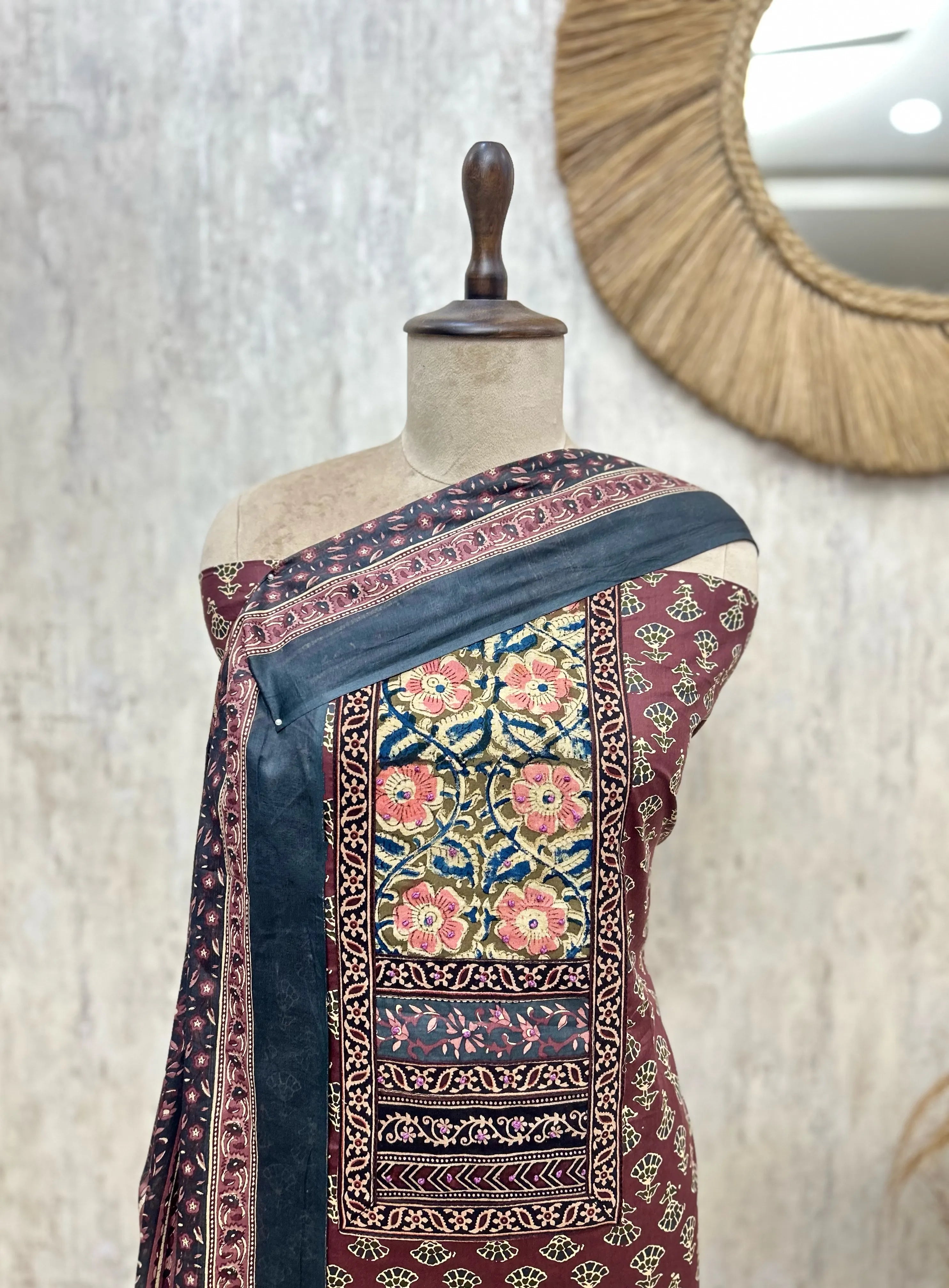 Vintage Floral Cotton Unstitched Suit