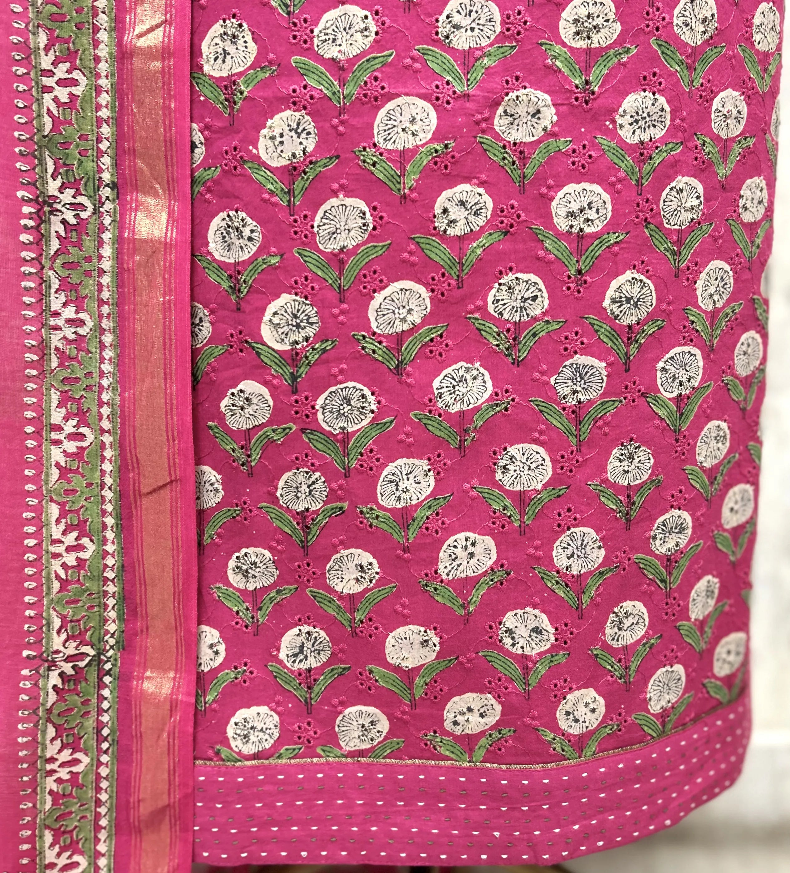 Golden Floral Elegance Cotton Unstitched suit