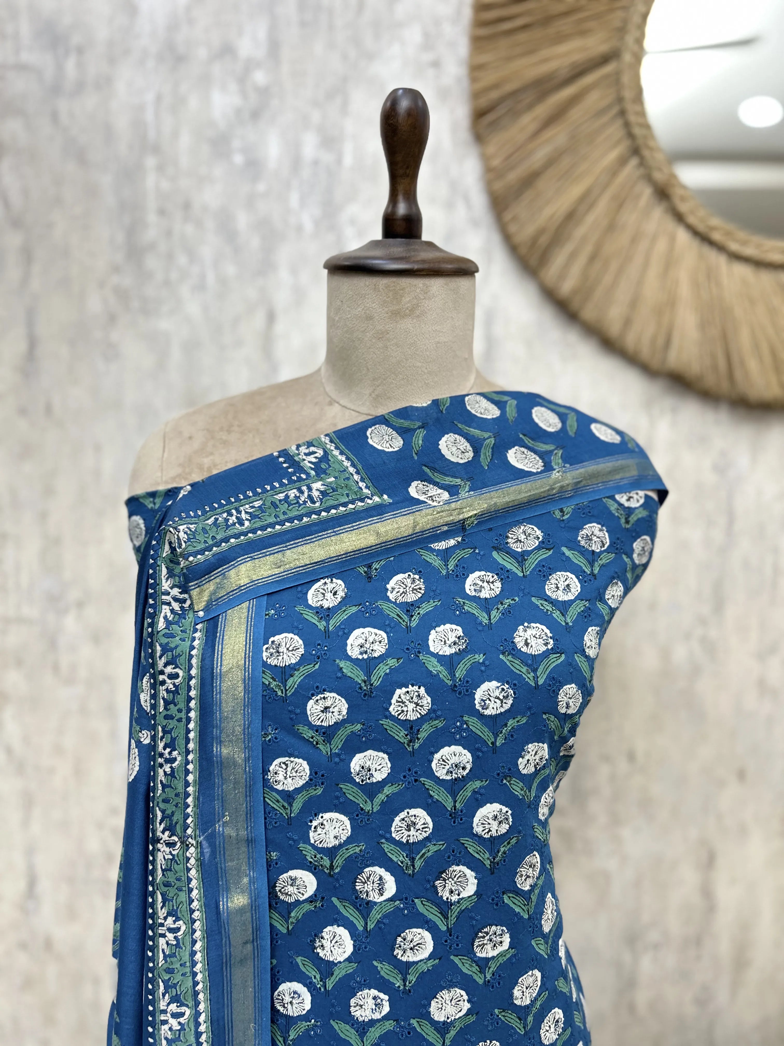 Golden Floral Elegance Cotton Unstitched suit