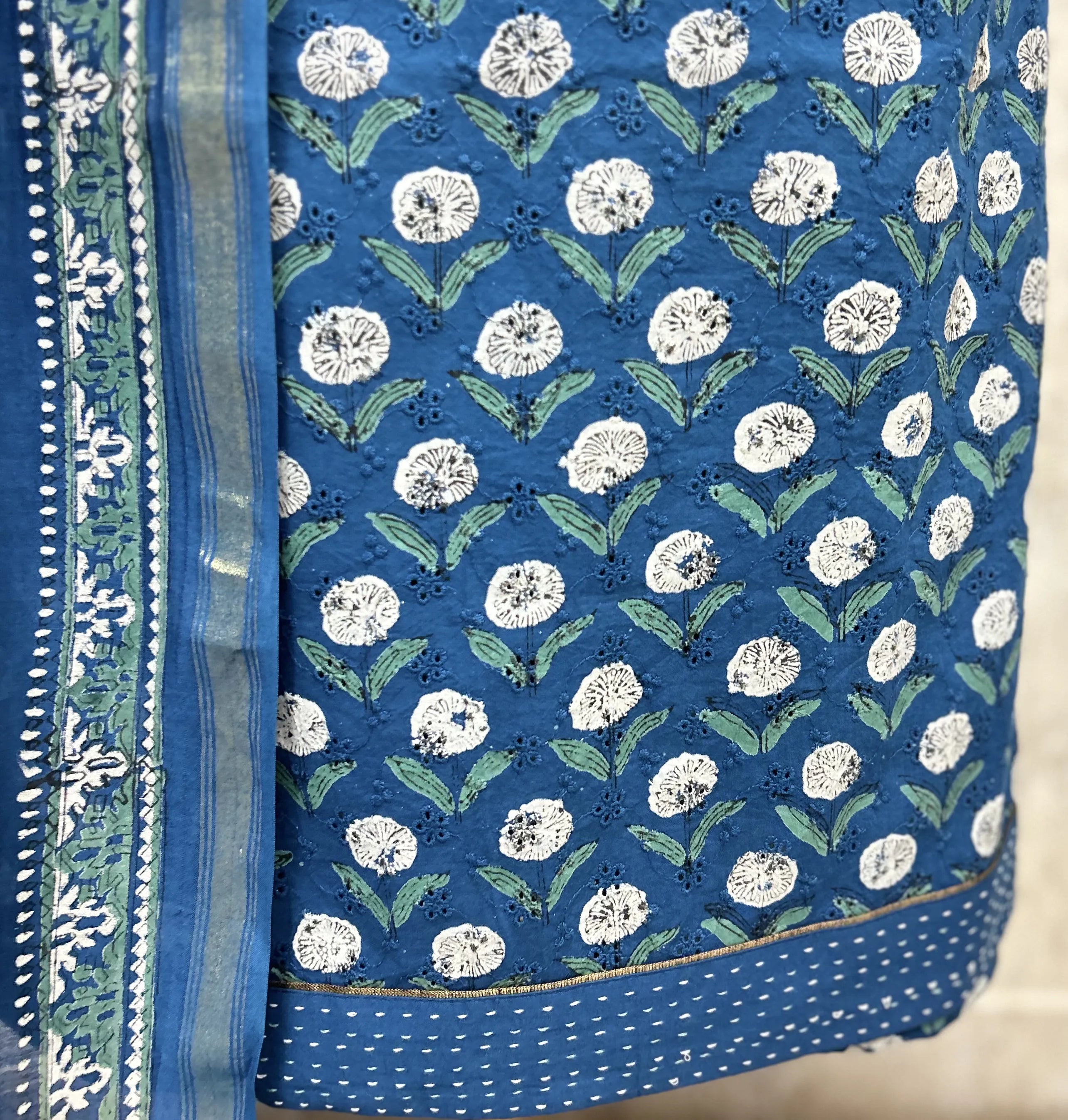 Golden Floral Elegance Cotton Unstitched suit