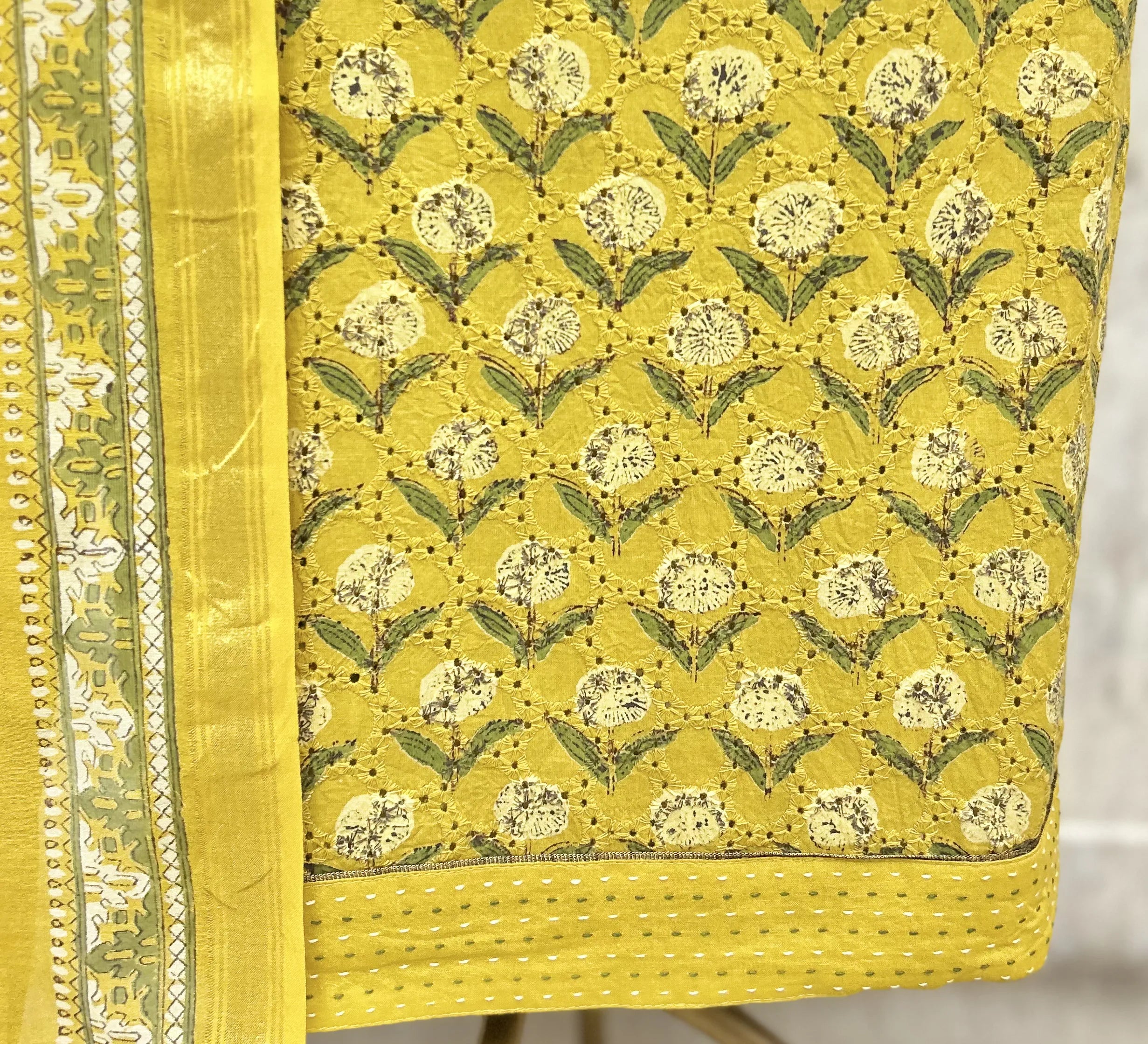 Golden Floral Elegance Cotton Unstitched suit