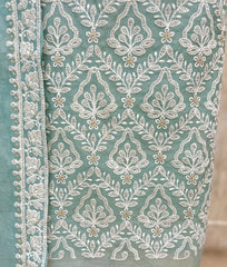 Mint Chikankari Grace mul cotton Unstitched suit