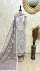 Mint Chikankari Grace mul cotton Unstitched suit