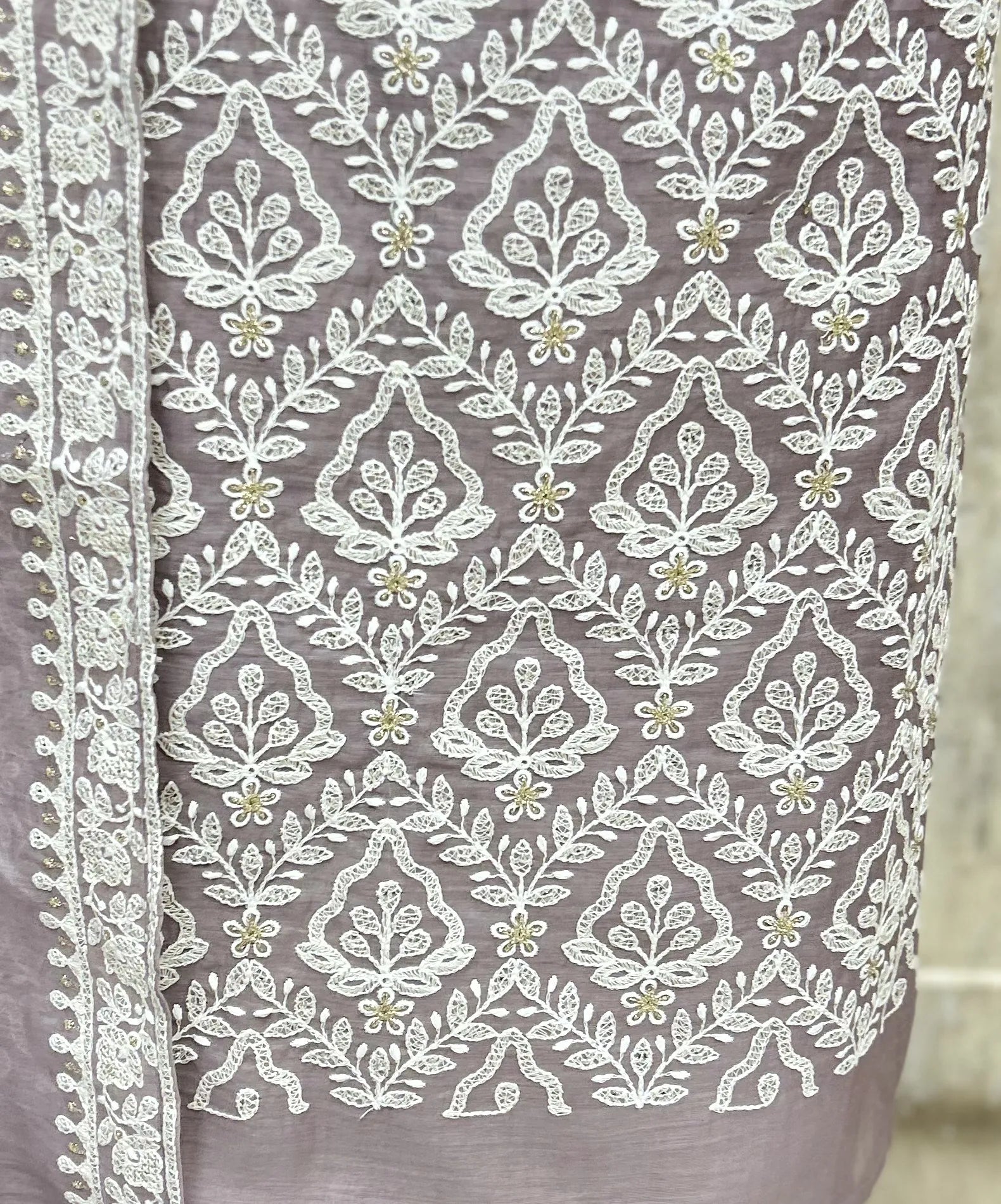 Mint Chikankari Grace mul cotton Unstitched suit