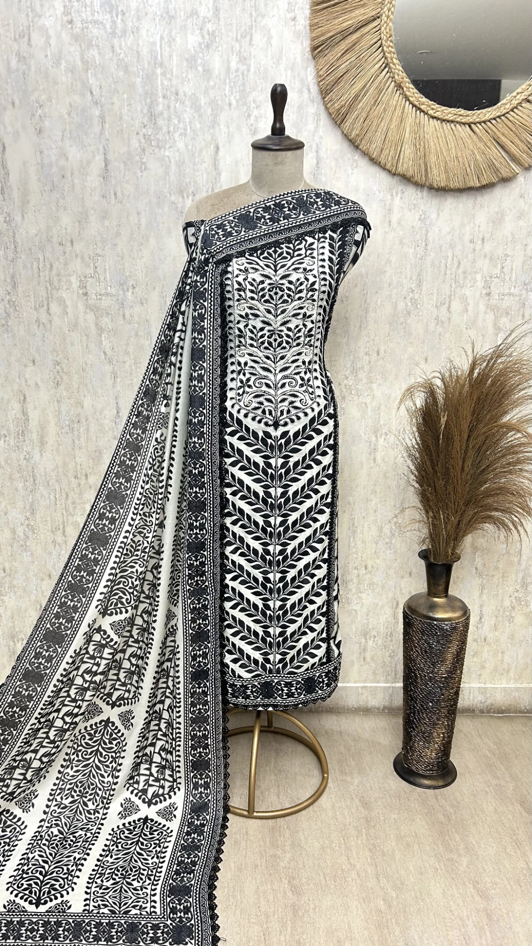 Indigo Embroidered Elegance Muslin Unstitched suit