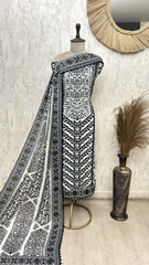 Indigo Embroidered Elegance Muslin Unstitched suit