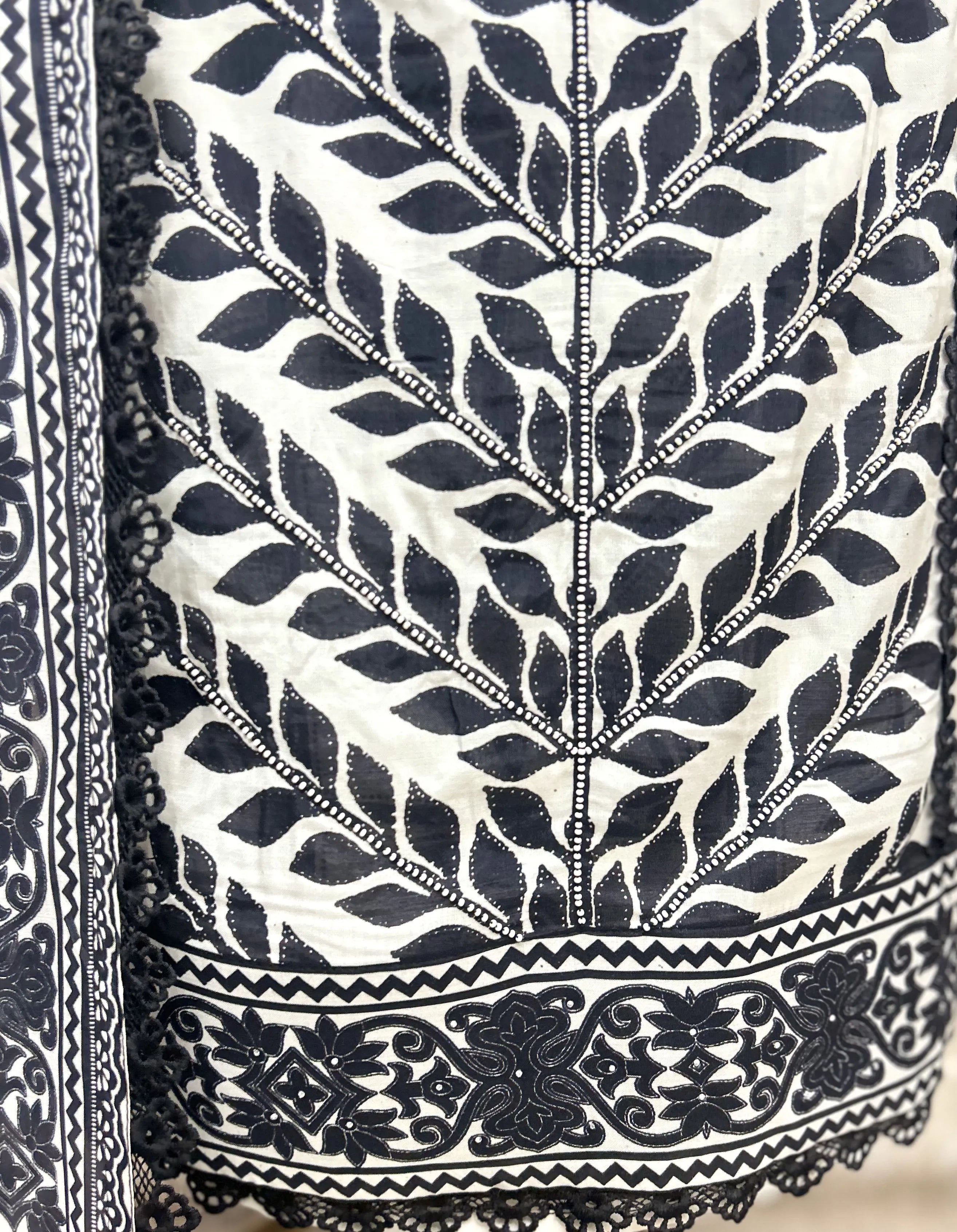 Indigo Embroidered Elegance Muslin Unstitched suit