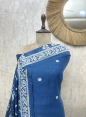 Indigo Jamdani Unstitched suit