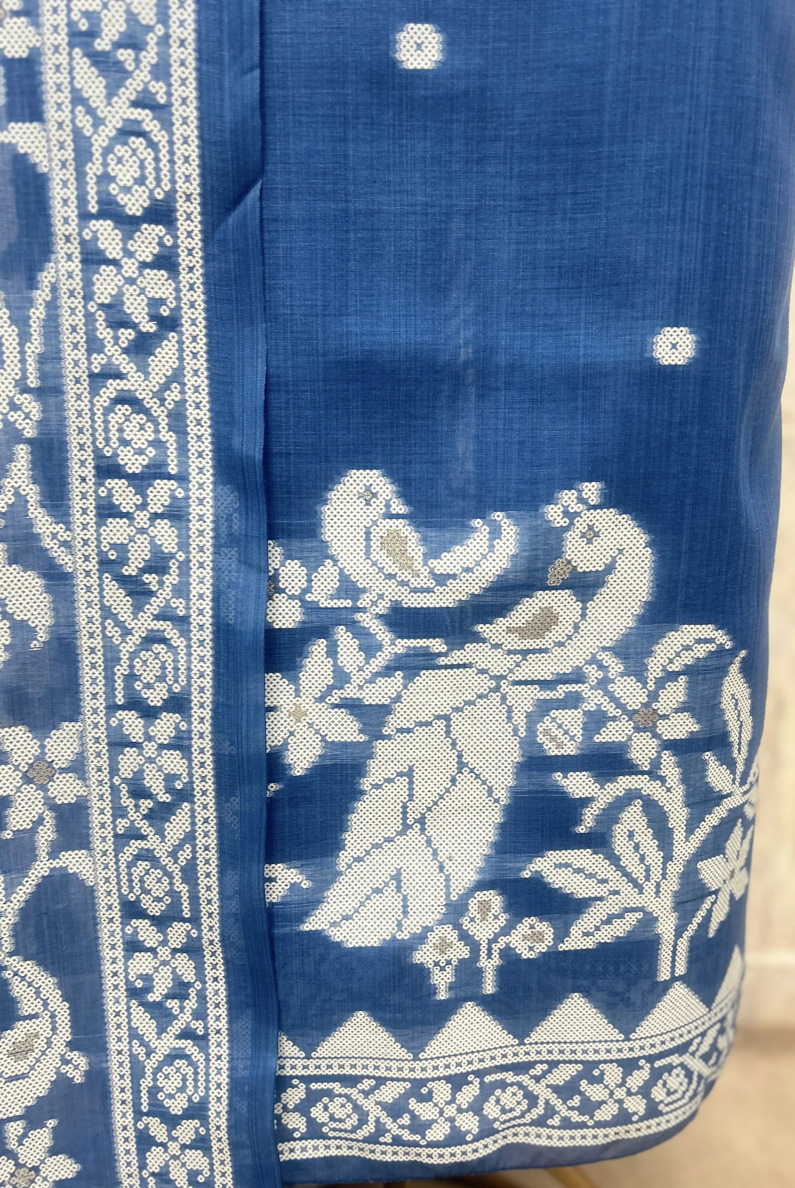 Indigo Jamdani Unstitched suit