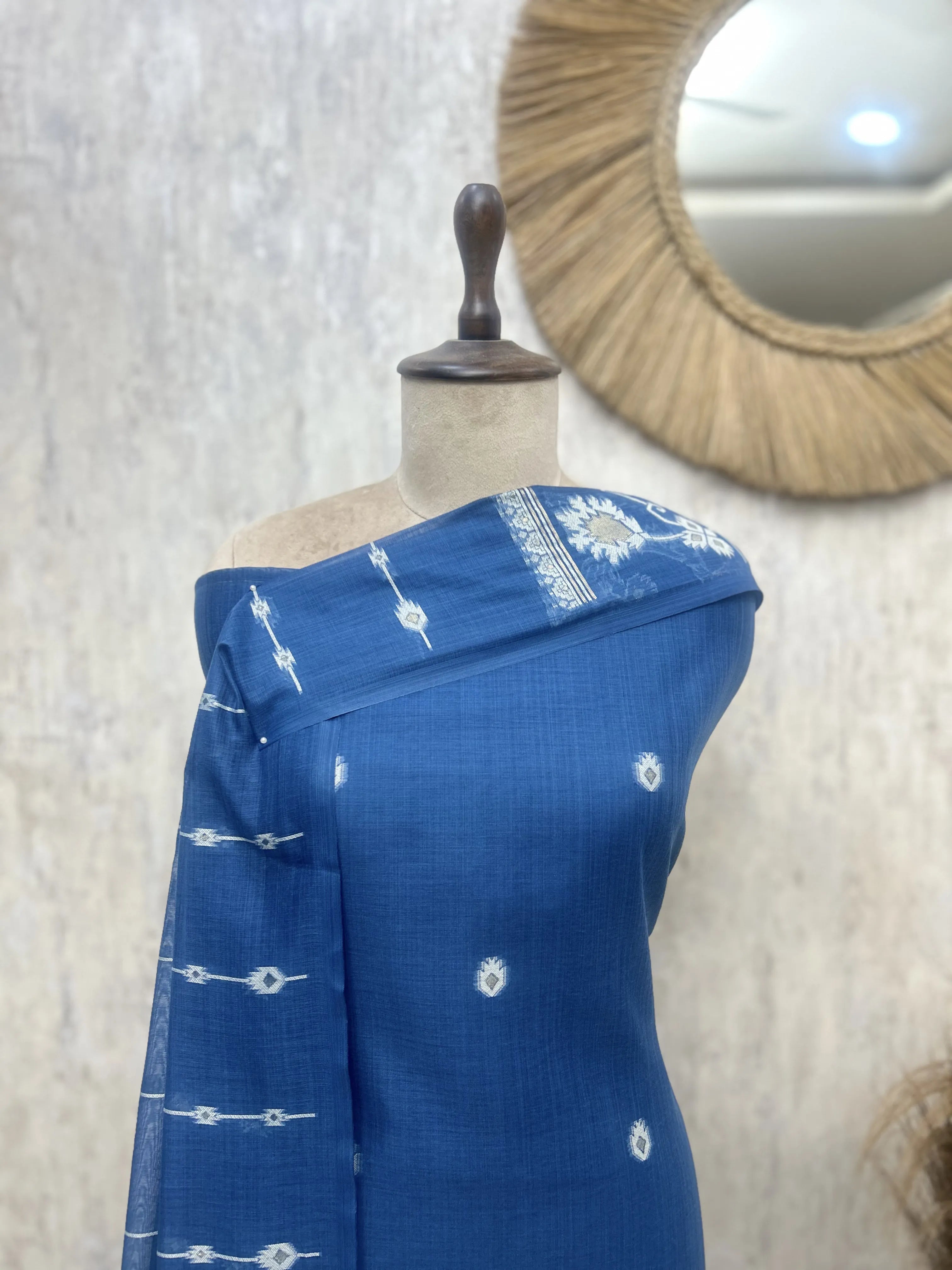 Indigo Jamdani Unstitched suit