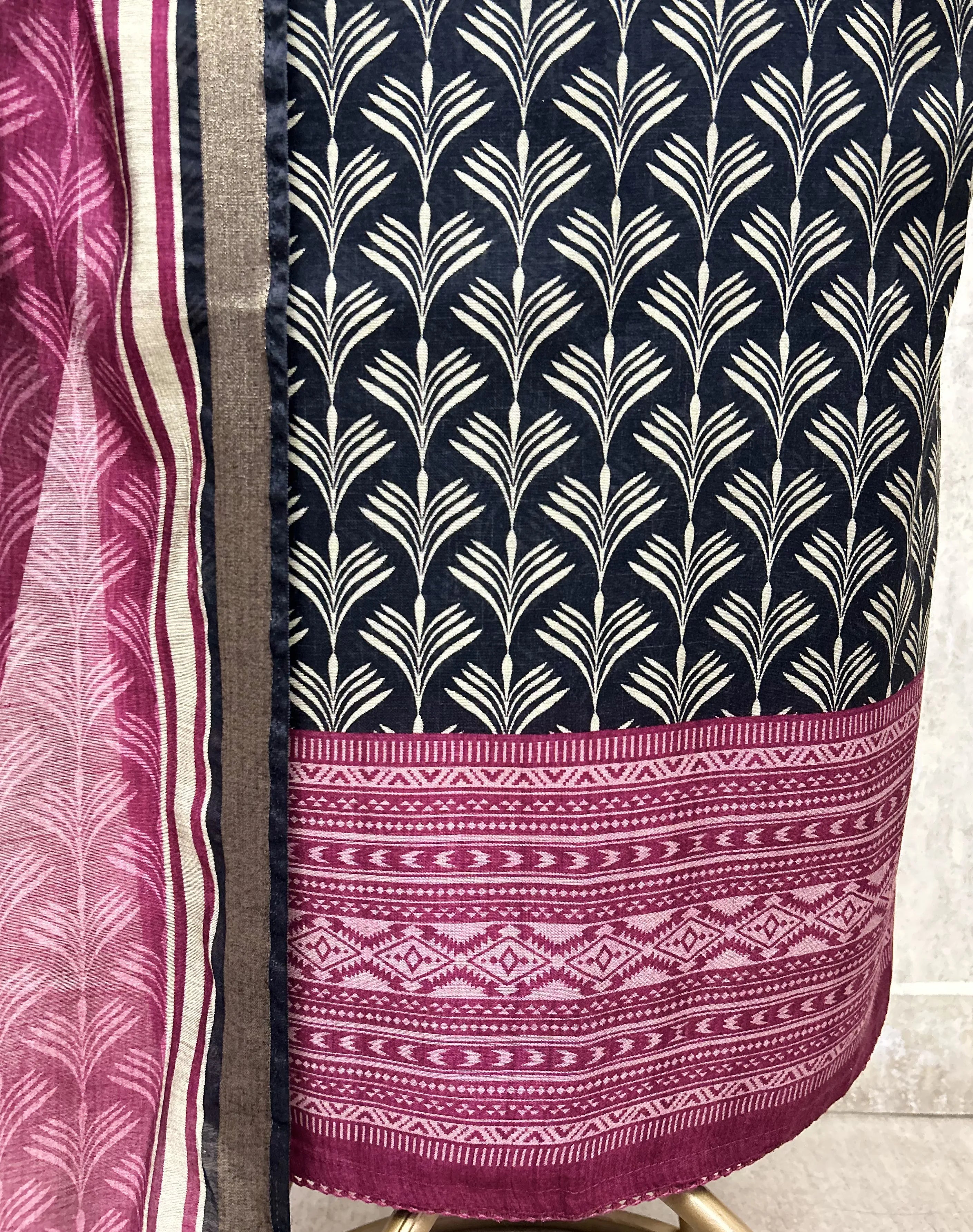 Artful Elegance Maheshwari Unstitched Suit