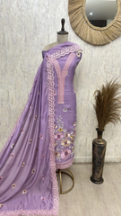 Floral Lace Garden Mul Chanderi Unstitched Suit