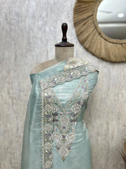 Rose Embroidered Glass Organza Unstitched Suit