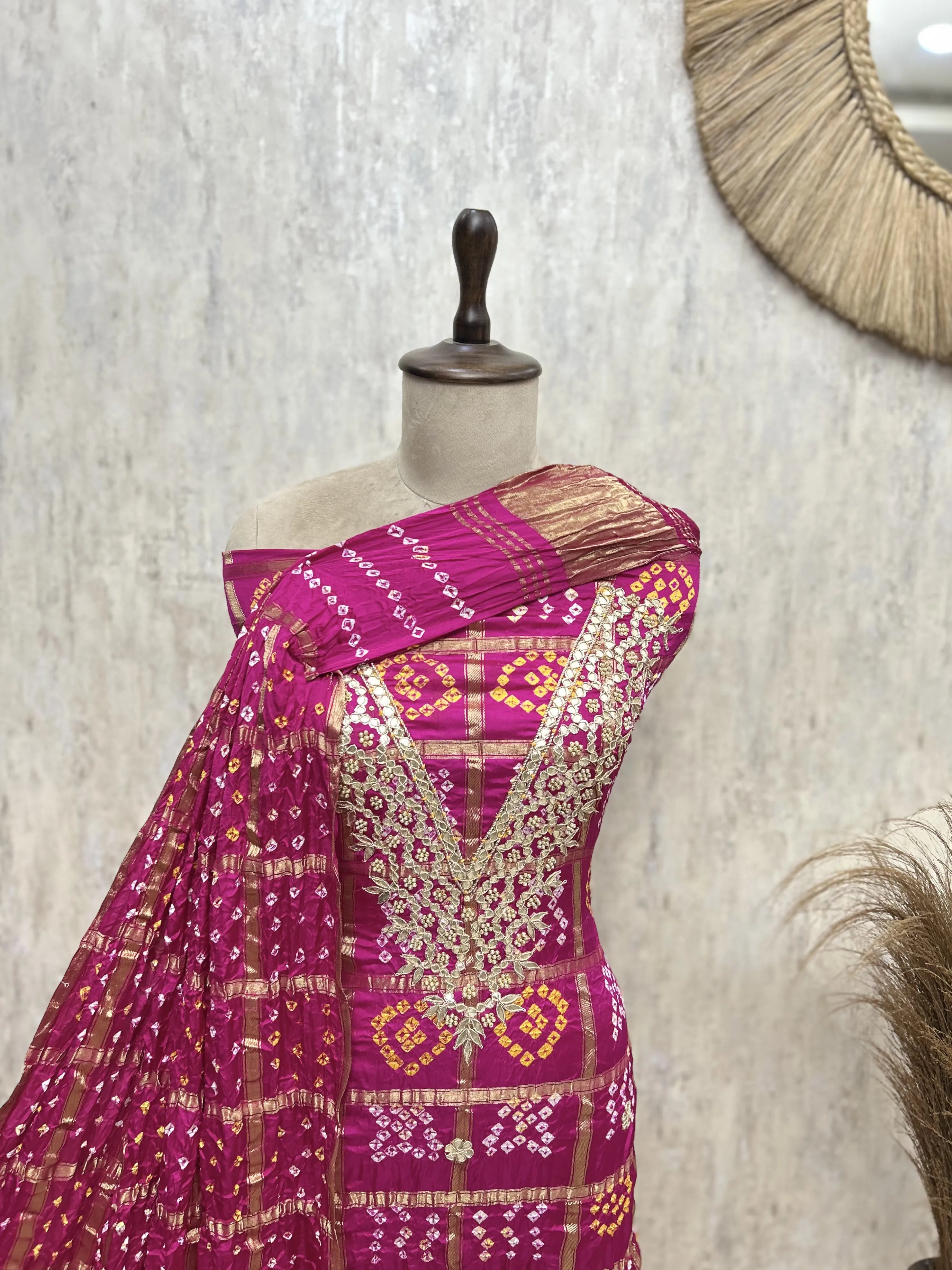 Gajji Gharchola Unstitched Suit Set